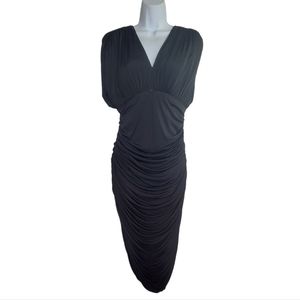 CASADEI Vintage 80s Ruched Cocktail LBD Dress Sz 10 Slinky Bodycon Sheath